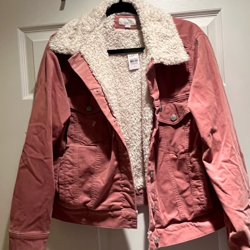LOFT Pink Jean Jacket with Sherpa Lining